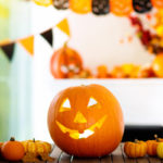 jack-o-lantern and Halloween decorations