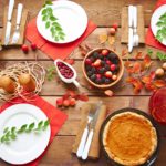 high angle view of a colorful thanksgiving table