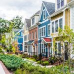 row of colorful townhouses