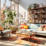 Inviting living room with earthy tones and bright colors