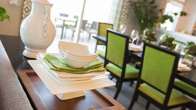 Dining room with chartreuse accents