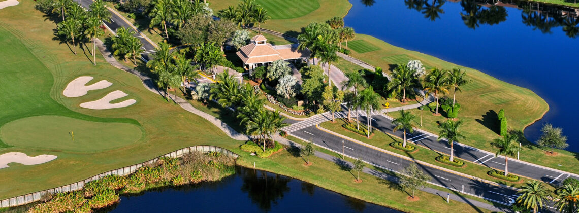 aerial view of entrance to a senior housing community