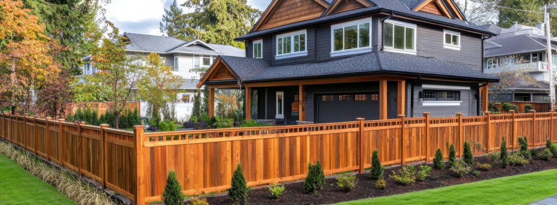 house with a cedar wood fence around it